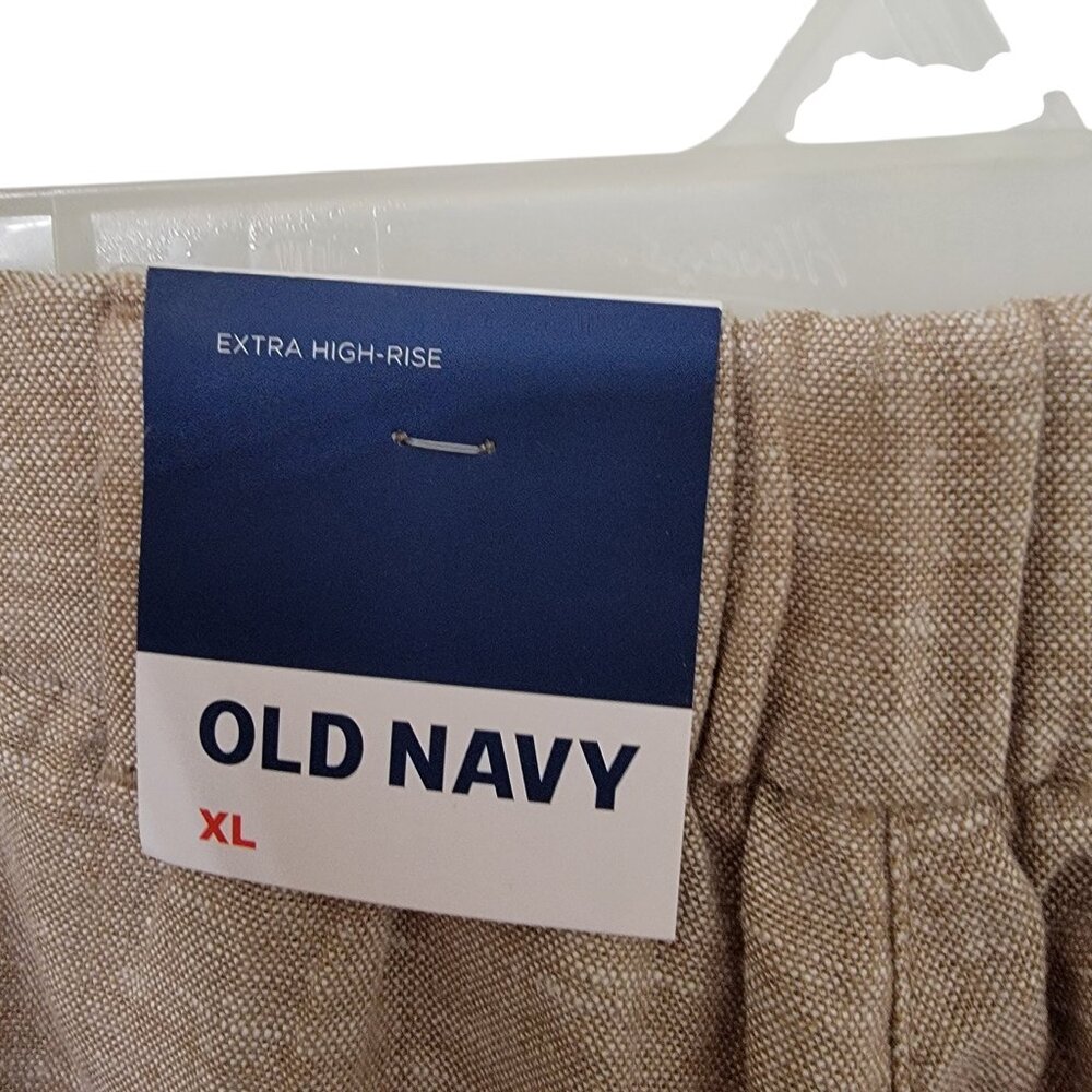 Old Navy Size XL Oatmeal Extra High-Waisted Linen-Blend Taylor Shorts, NEW w/Tag - Picture 3 of 15